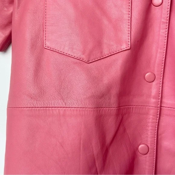 REMAIN Birger Christensen Sienna Leather Utility Shirt in Pink